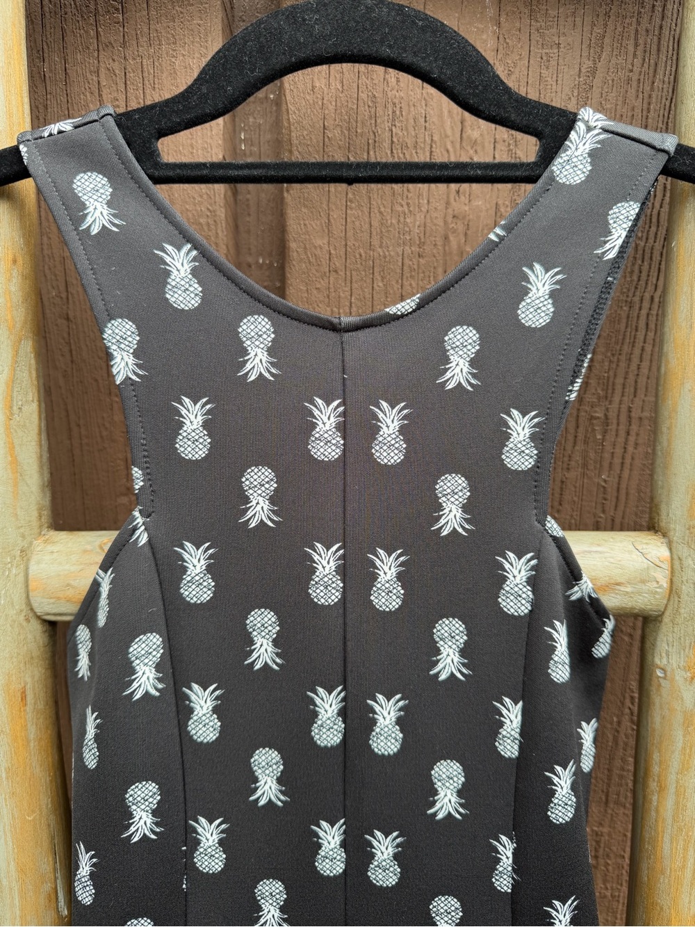 Hollister Y2K Pleated Babydoll Skater Dress Pineapple Print Grunge Coquette XS